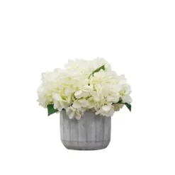 Arrangements & Greenery-Kirkland's Home Cream Hydrangea Arrangement In Cement Planter Ivory/Gray