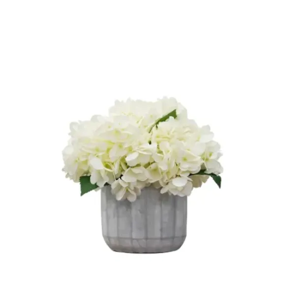 Arrangements & Greenery-Kirkland's Home Cream Hydrangea Arrangement In Cement Planter Ivory/Gray