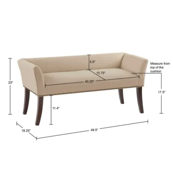 Benches & Ottomans-Kirkland's Home Cream Low Back Flared Arms Bench