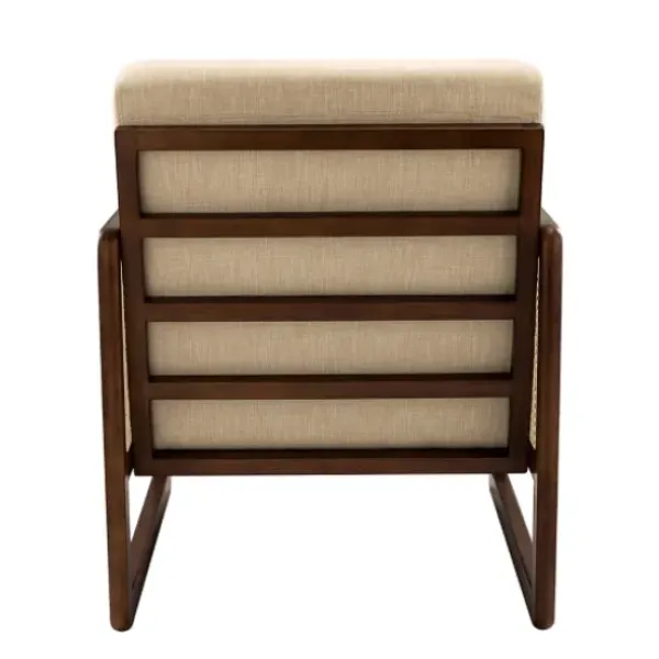 Accent Chairs-Kirkland's Home Cream Mahogany Finish Cane Panel Accent Chair White