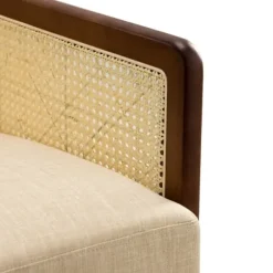 Accent Chairs-Kirkland's Home Cream Mahogany Finish Cane Panel Accent Chair White