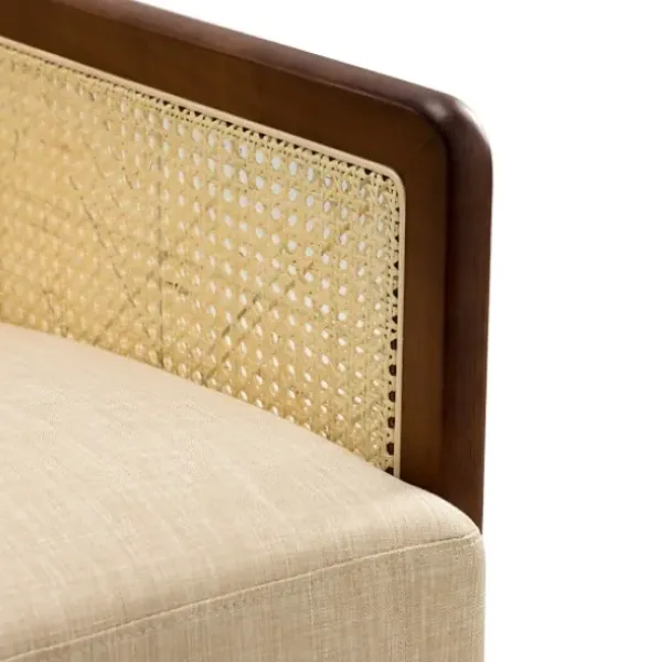 Accent Chairs-Kirkland's Home Cream Mahogany Finish Cane Panel Accent Chair White