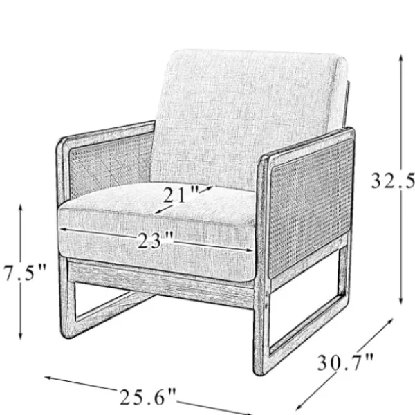 Accent Chairs-Kirkland's Home Cream Mahogany Finish Cane Panel Accent Chair White