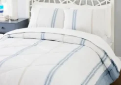 Comforters-Kirkland's Home Cream Mason Full/Queen 3-Pc. Comforter Set Blue