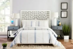 Comforters-Kirkland's Home Cream Mason King 3-Pc. Comforter Set Blue