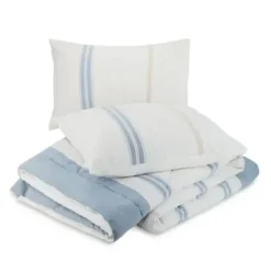 Comforters-Kirkland's Home Cream Mason King 3-Pc. Comforter Set Blue