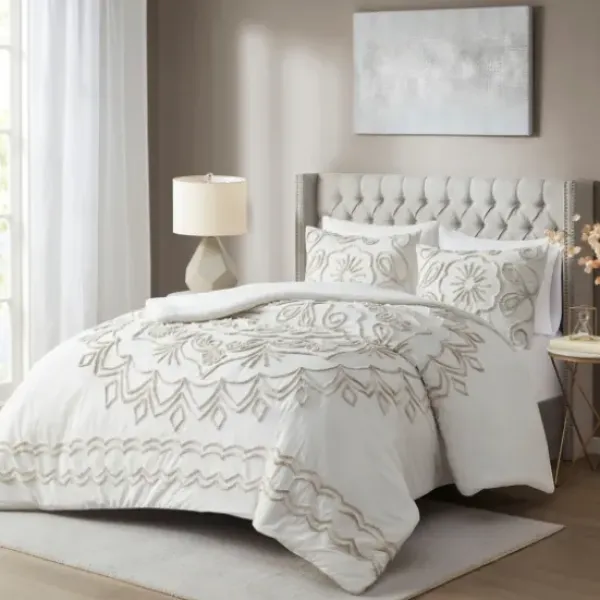 Comforters-Kirkland's Home Cream Medallion California King Comforter Set White