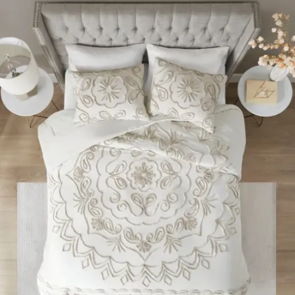 Comforters-Kirkland's Home Cream Medallion California King Comforter Set White