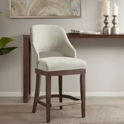 Bar Stools & Counter Height Stools-Kirkland's Home Cream Open Back Swivel Base Counter Stool White
