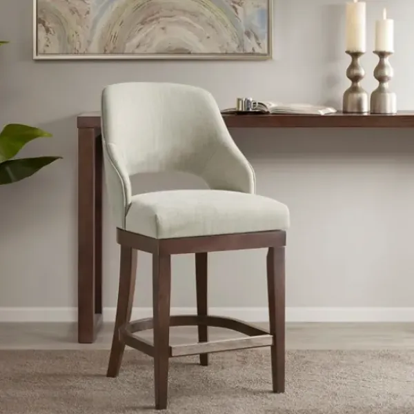 Bar Stools & Counter Height Stools-Kirkland's Home Cream Open Back Swivel Base Counter Stool White