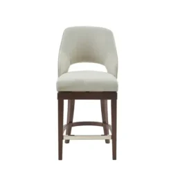 Bar Stools & Counter Height Stools-Kirkland's Home Cream Open Back Swivel Base Counter Stool White