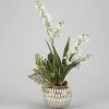 Arrangements & Greenery-Kirkland's Home Cream Orchids Arrangement In Gold Planter Green/Gold/White