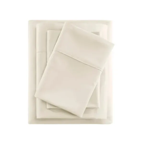 Bed Sheets-Kirkland's Home Cream Rich Cooling Cotton King Sheet Set Ivory