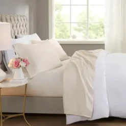 Bed Sheets-Kirkland's Home Cream Rich Cooling Cotton Queen Sheet Set Ivory