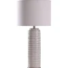 Table Lamps-Kirkland's Home Cream Ringed Ceramic Table Lamp White