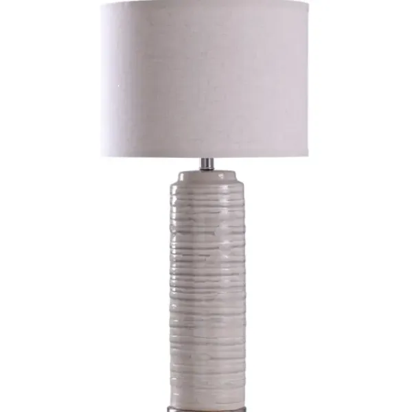 Table Lamps-Kirkland's Home Cream Ringed Ceramic Table Lamp White