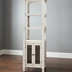 Entryway Furniture-Kirkland's Home Cream Savannah Bookshelf Ivory
