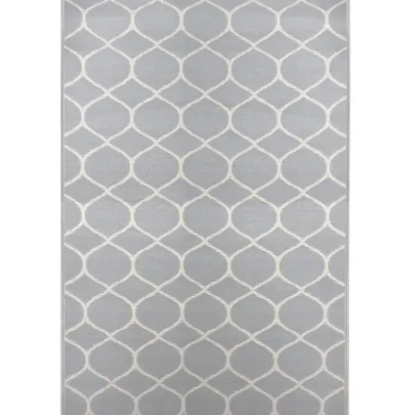 Outdoor Rugs-Kirkland's Home Cream Serna Tribal Outdoor Area Rug, 5X7 White/Black