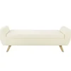 Benches & Ottomans-Kirkland's Home Cream Sherpa And Wood Storage Bench Ivory
