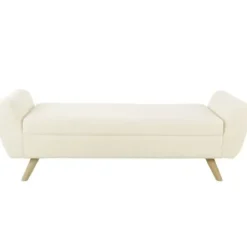 Benches & Ottomans-Kirkland's Home Cream Sherpa And Wood Storage Bench Ivory