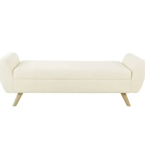 Benches & Ottomans-Kirkland's Home Cream Sherpa And Wood Storage Bench Ivory
