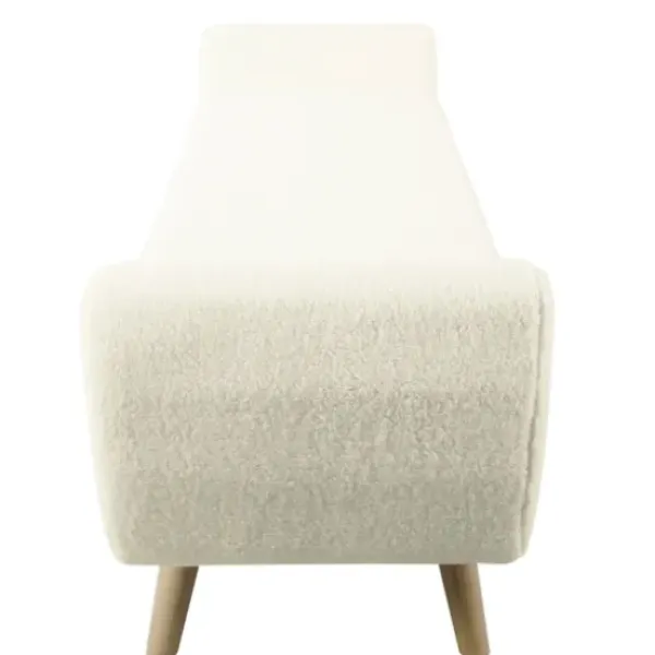 Benches & Ottomans-Kirkland's Home Cream Sherpa And Wood Storage Bench Ivory