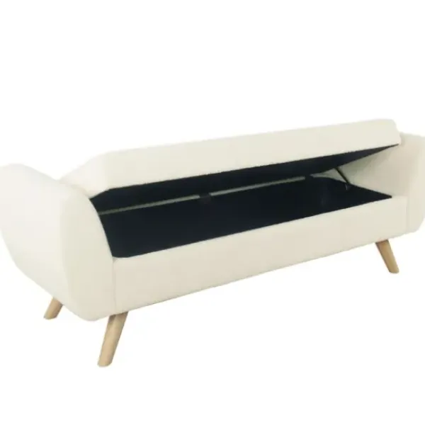Benches & Ottomans-Kirkland's Home Cream Sherpa And Wood Storage Bench Ivory