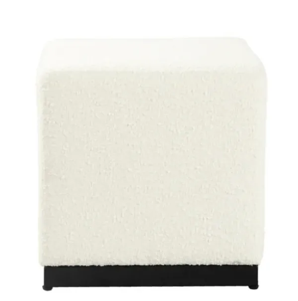 Benches & Ottomans-Kirkland's Home Cream Sherpa Boucle Cube Ottoman Ivory