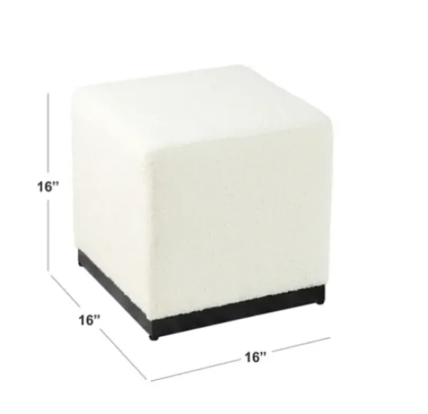 Benches & Ottomans-Kirkland's Home Cream Sherpa Boucle Cube Ottoman Ivory