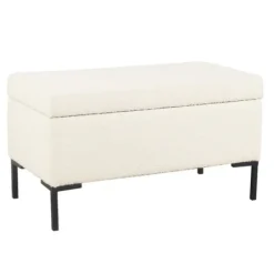 Benches & Ottomans-Kirkland's Home Cream Sherpa Boucle Storage Bench Ivory