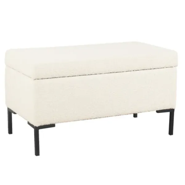 Benches & Ottomans-Kirkland's Home Cream Sherpa Boucle Storage Bench Ivory