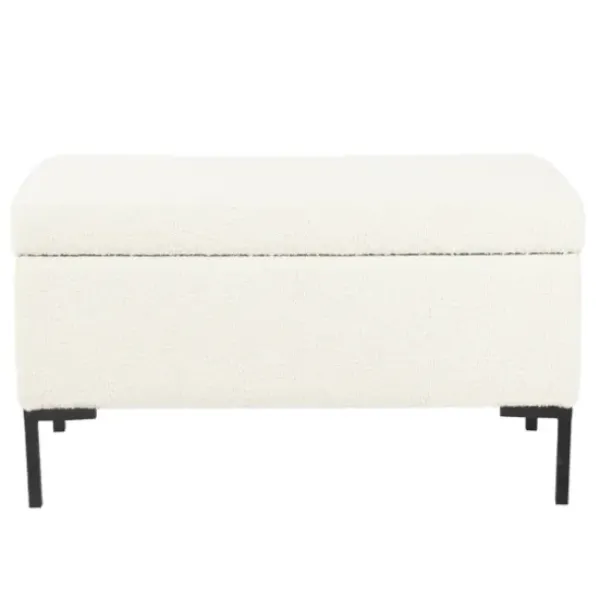 Benches & Ottomans-Kirkland's Home Cream Sherpa Boucle Storage Bench Ivory