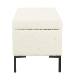 Benches & Ottomans-Kirkland's Home Cream Sherpa Boucle Storage Bench Ivory