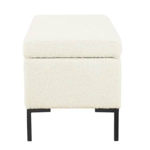 Benches & Ottomans-Kirkland's Home Cream Sherpa Boucle Storage Bench Ivory