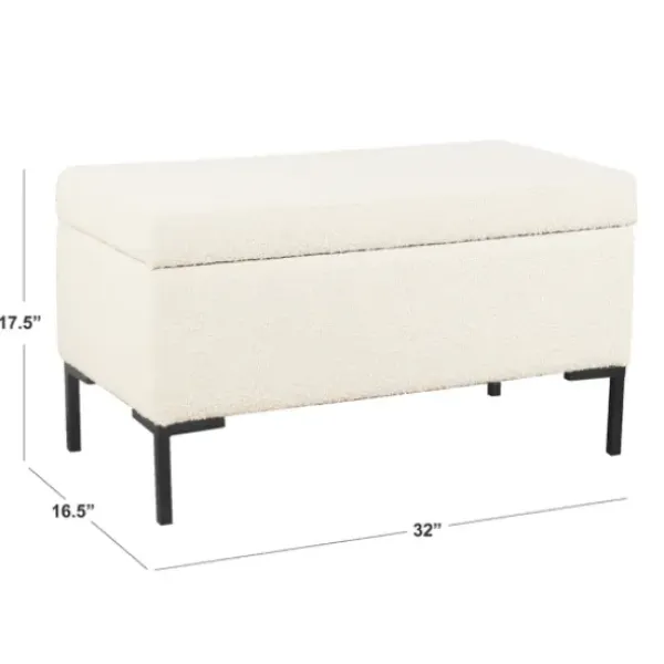 Benches & Ottomans-Kirkland's Home Cream Sherpa Boucle Storage Bench Ivory