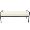 Benches & Ottomans-Kirkland's Home Cream Sherpa Upholstered Metal Bench Ivory