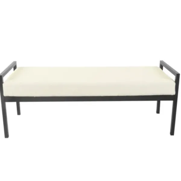 Benches & Ottomans-Kirkland's Home Cream Sherpa Upholstered Metal Bench Ivory