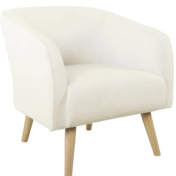 Accent Chairs-Kirkland's Home Cream Sherpa Upholstered Barrel Accent Chair Ivory