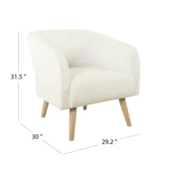 Accent Chairs-Kirkland's Home Cream Sherpa Upholstered Barrel Accent Chair Ivory
