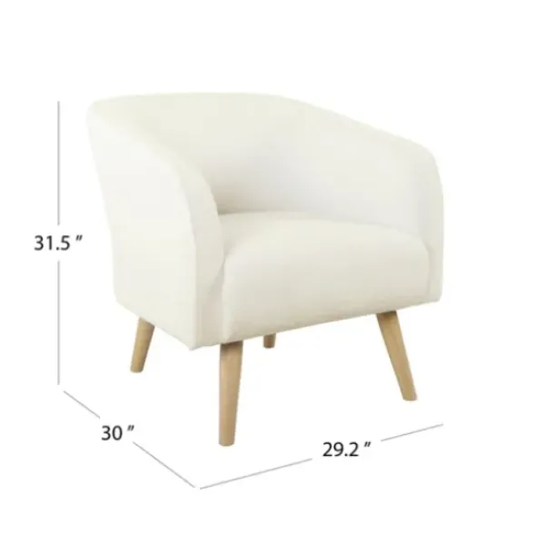 Accent Chairs-Kirkland's Home Cream Sherpa Upholstered Barrel Accent Chair Ivory