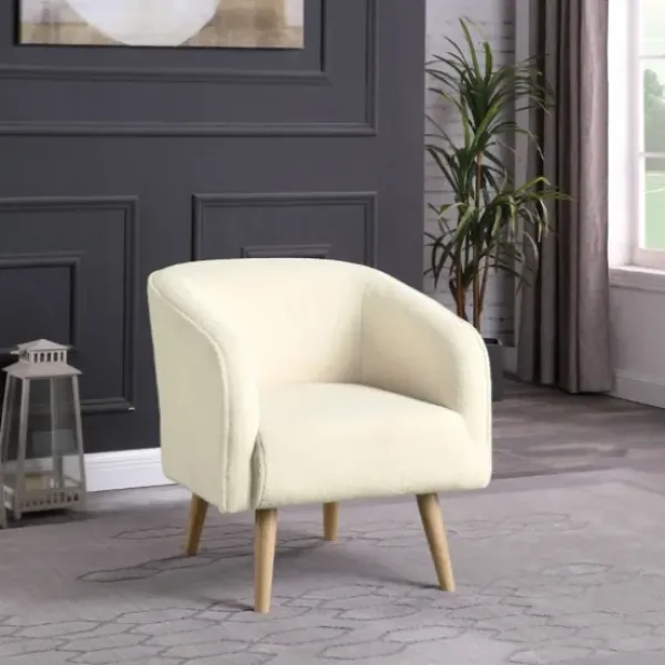 Accent Chairs-Kirkland's Home Cream Sherpa Upholstered Barrel Accent Chair Ivory