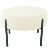Benches & Ottomans-Kirkland's Home Cream Sherpa Upholstered Metal Ottoman Ivory