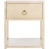 Nightstands-Kirkland's Home Cream Square Wood Nightstand White