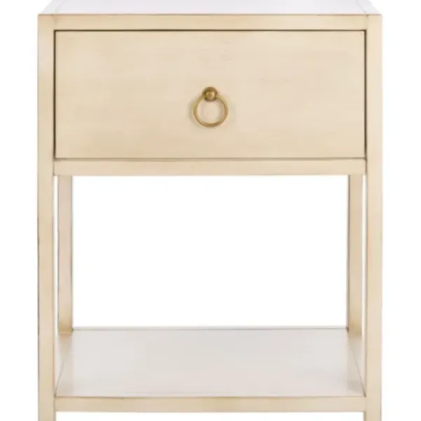 Nightstands-Kirkland's Home Cream Square Wood Nightstand White