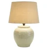 Table Lamps-Kirkland's Home Cream Terracotta And Linen Table Lamp Tan