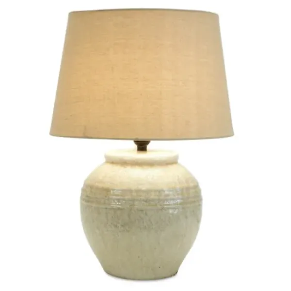 Table Lamps-Kirkland's Home Cream Terracotta And Linen Table Lamp Tan