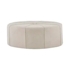 Benches & Ottomans-Kirkland's Home Cream Thick Welting Center Button Oval Ottoman Ivory