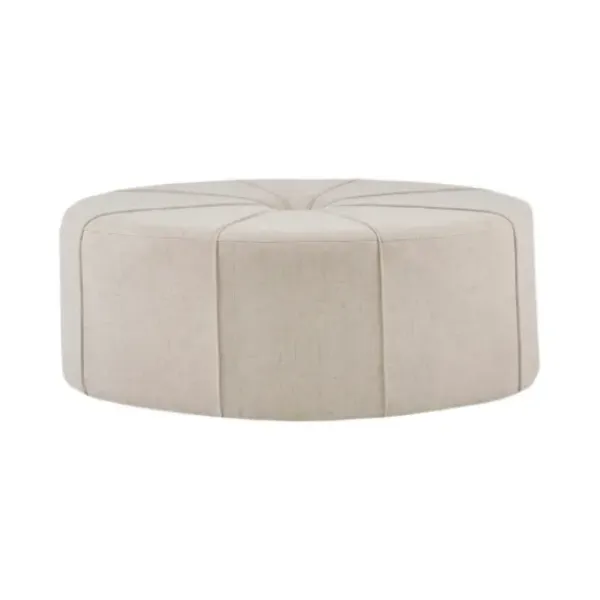 Benches & Ottomans-Kirkland's Home Cream Thick Welting Center Button Oval Ottoman Ivory