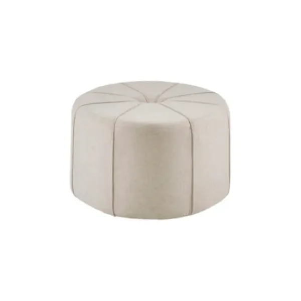 Benches & Ottomans-Kirkland's Home Cream Thick Welting Center Button Oval Ottoman Ivory