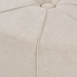 Benches & Ottomans-Kirkland's Home Cream Thick Welting Center Button Oval Ottoman Ivory